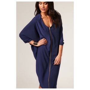 Midi Zip Up Detail Cocoon Dress
